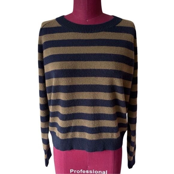 Vince Regiment Stripe Cashmere Sweater Coastal Rifle XS - Picture 3 of 9